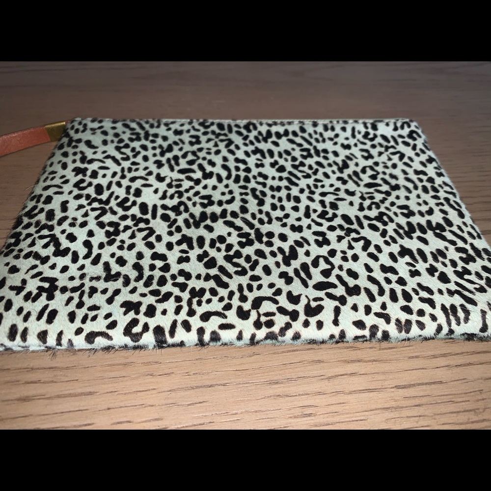 Madewelll animal print clutch mint green